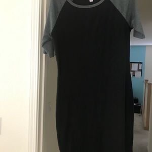 Lularoe Julia, solid black, dark heather gray